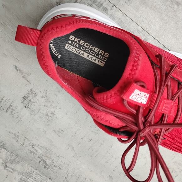Skechers Go Run Air Cooled Red Sneakers Mesh Fabric Upper Size 4 US White Soles - Picture 5 of 6